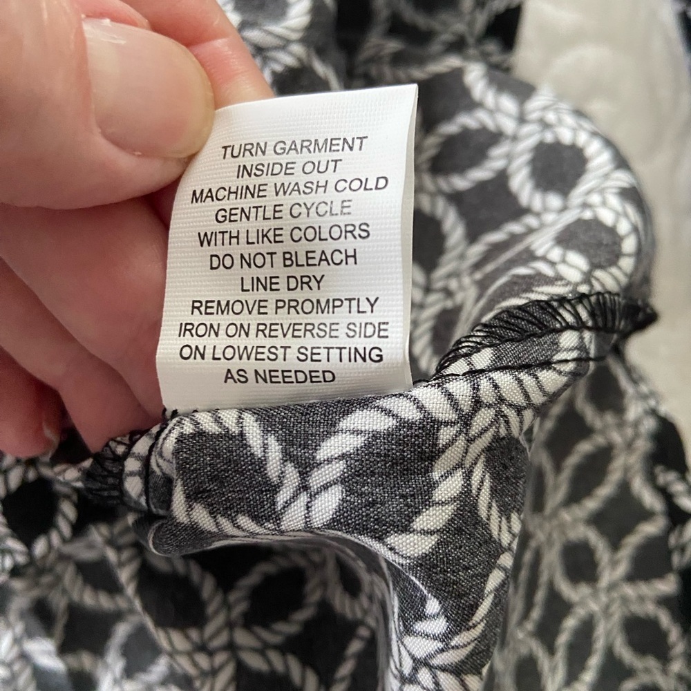 NY Collection Black and White Mandarin Collar Blouse Size Large - Picture 6 of 13